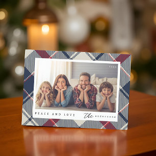 Cartes Pour Fêtes Annuelles Photo de Noël moderne de famille Paix et Amour