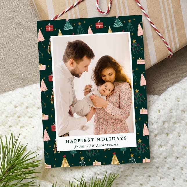Cartes Pour Fêtes Annuelles Photo de Noël moderne dessinée à la main (Créateur téléchargé)