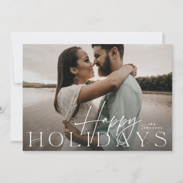 Cartes Pour Fêtes Annuelles Photo de Noël moderne élégante Happy (Devant)