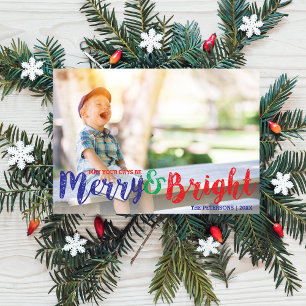 Cartes Pour Fêtes Annuelles Photo de Noël moderne Joyeux et brillant