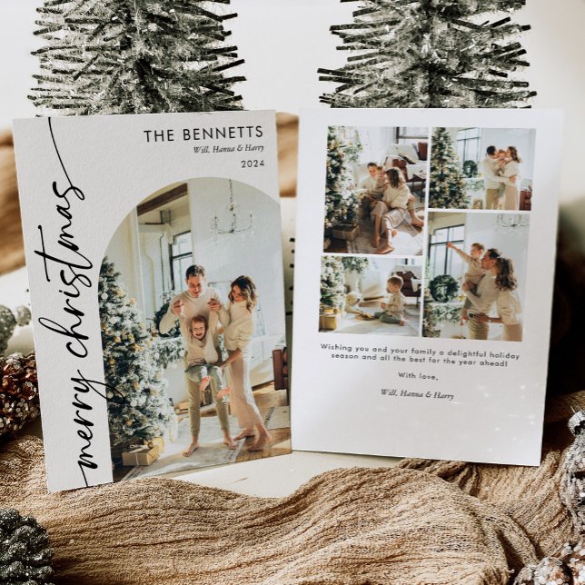 Cartes Pour Fêtes Annuelles Photo de Noël moderne simple Boho Arch (Créateur téléchargé)