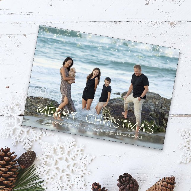Cartes Pour Fêtes Annuelles Photo de Noël moderne subtil lumières de vacances  (Créateur téléchargé)