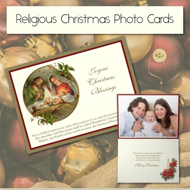 Cartes Pour Fêtes Annuelles Photo de Noël Nativité Jésus Mary Joseph (Religious Vintage Christmas Photo Cards with Nativity of Jesus )
