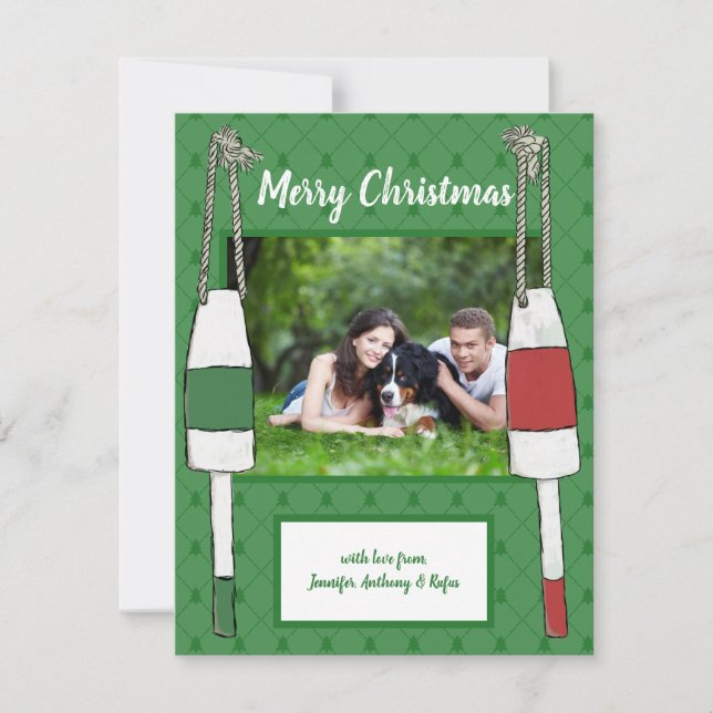 Cartes Pour Fêtes Annuelles Photo de Noël nautique personnalisé (Devant)