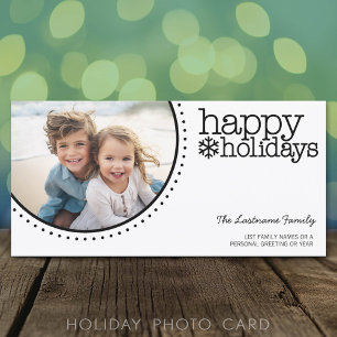 Cartes Pour Fêtes Annuelles Photo de Noël - Noir Blanc Moderne Minimaliste