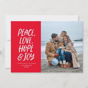 Cartes Pour Fêtes Annuelles Photo de Noël paix amour espoir joie rouge
