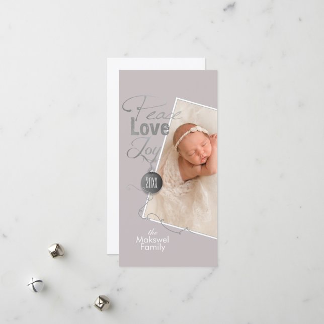 Cartes Pour Fêtes Annuelles Photo de Noël Paix Amour Joie (Devant/Arrière en situation)