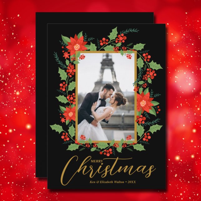 Cartes Pour Fêtes Annuelles Photo de Noël Poinsettia (Créateur téléchargé)