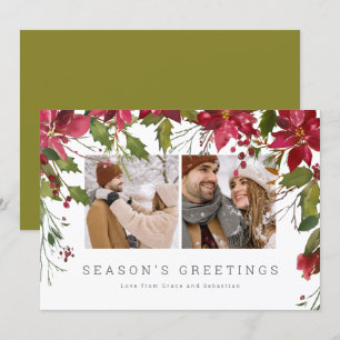 Cartes Pour Fêtes Annuelles Photo de Noël Poinsettia personnalisée