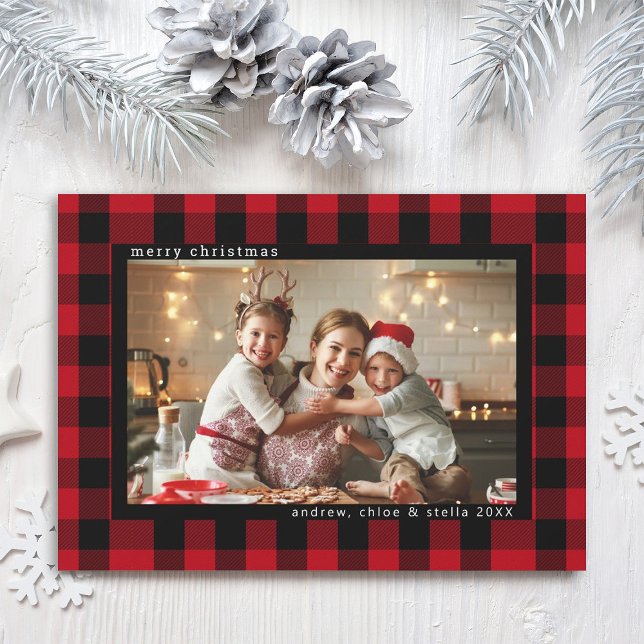Cartes Pour Fêtes Annuelles Photo de Noël rouge et noir (Créateur téléchargé)