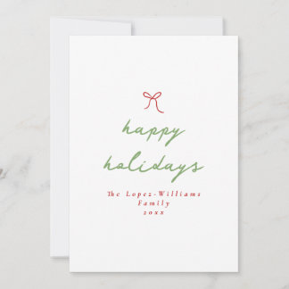 Cartes Pour Fêtes Annuelles Photo de Noël rouge et vert simple à main