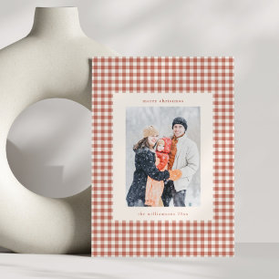 Cartes Pour Fêtes Annuelles Photo de Noël rustique à carreaux de gingham en te