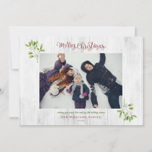 Cartes Pour Fêtes Annuelles Photo de Noël rustique en bois de gui Merry Christ