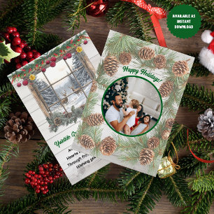 Cartes Pour Fêtes Annuelles Photo de Noël rustique Salutation Yuletide