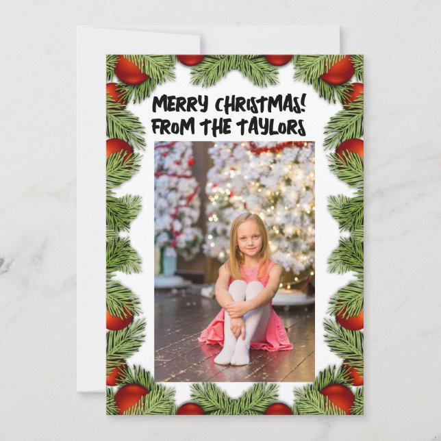 CARTES POUR FÊTES ANNUELLES PHOTO DE NOËL SCRIPT PLAT GREETING CARD PERSONNALI (Devant)