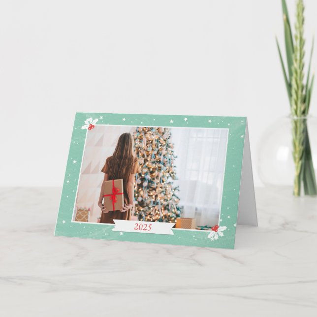 Cartes Pour Fêtes Annuelles Photo de Noël simple et moderne (Devant)