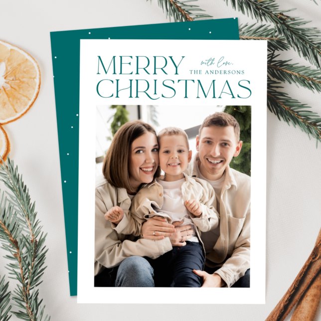 Cartes Pour Fêtes Annuelles Photo de Noël Turquoise moderne (Créateur téléchargé)