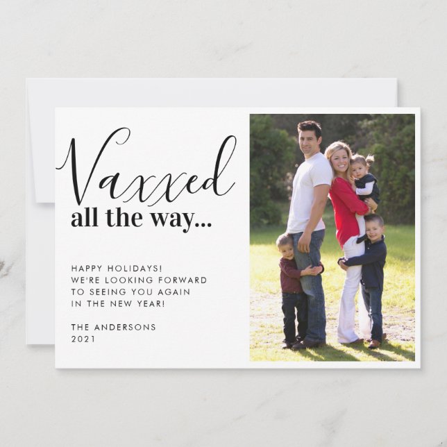 Cartes Pour Fêtes Annuelles Photo de Noël Vaxxed All the Way 2021 (Devant)