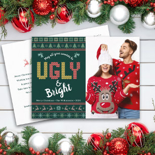 Cartes Pour Fêtes Annuelles Photo de Noël vert Pull nordique moche Tacot