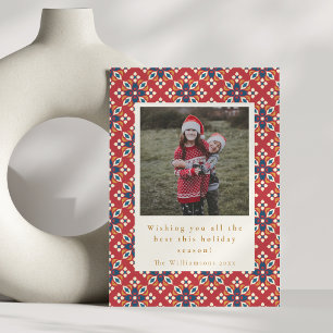 Cartes Pour Fêtes Annuelles Photo de Noël vertical avec motif rouge bleu vinta