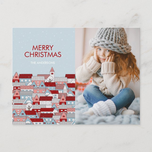 Cartes Pour Fêtes Annuelles Photo de Noël Village Holiday (Devant)