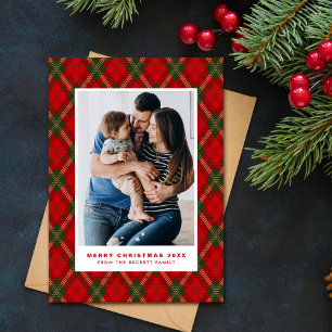 Cartes Pour Fêtes Annuelles Photo de Noël vintage à carreaux Prépa