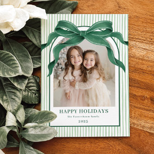 Cartes Pour Fêtes Annuelles Photo de Noël vintage avec un nœud vert