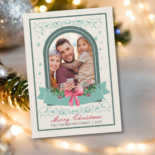 Cartes Pour Fêtes Annuelles Photo de Noël Vintage classique moderne