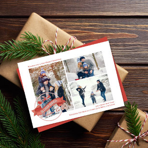 Cartes Pour Fêtes Annuelles Photo de Noël vintage rouge du Père Noël
