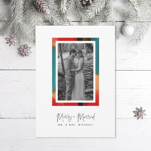Cartes Pour Fêtes Annuelles Photo de nouveaux mariés joyeux et colorés