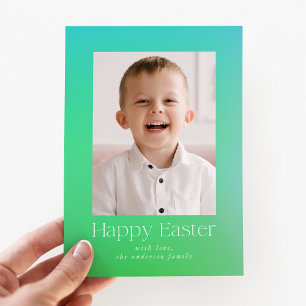 Cartes Pour Fêtes Annuelles Photo de Pâques bleu et vert