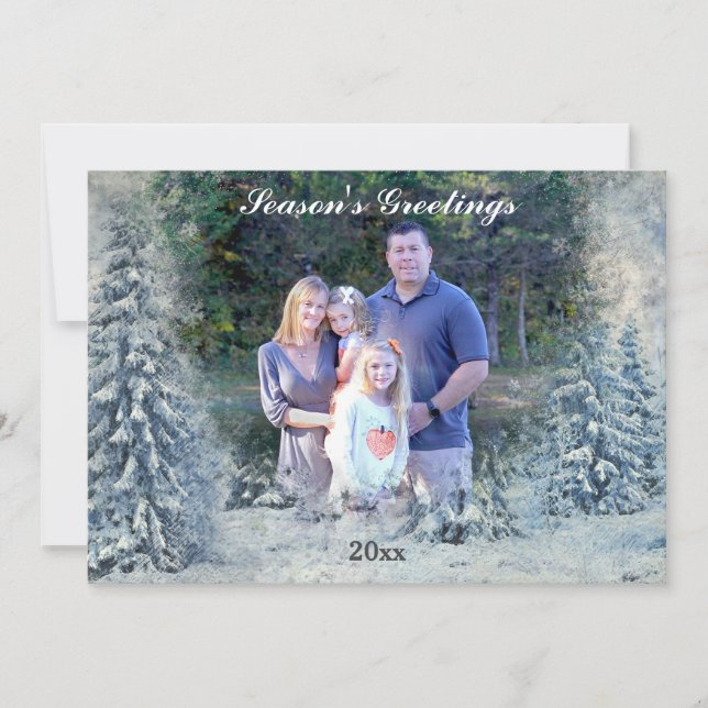 Cartes Pour Fêtes Annuelles Photo de Paysage Hivernal Merveilleux (Devant)