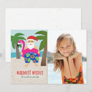 Cartes Pour Fêtes Annuelles Photo de Père Noël Tropical Drôle Noël en Juillet