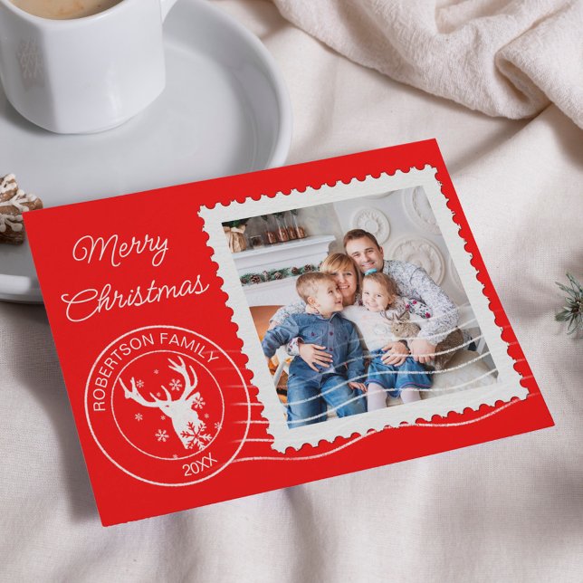 Cartes Pour Fêtes Annuelles Photo de poche moderne de Noël Rouge (Créateur téléchargé)