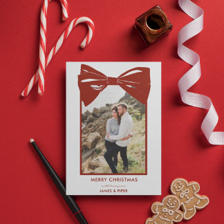 Cartes Pour Fêtes Annuelles Photo de portrait simple vertical avec un nœud en