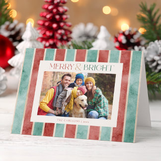 Cartes Pour Fêtes Annuelles Photo de rayures de Noël à l'aquarelle festive