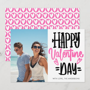 Cartes Pour Fêtes Annuelles Photo de script Bonne Saint-Valentin noir et rose