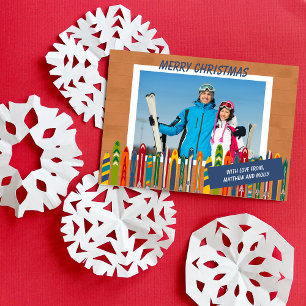 Cartes Pour Fêtes Annuelles Photo de skis vintage sur le thème du ski