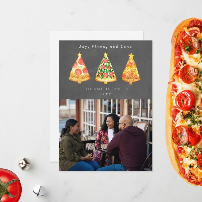 Cartes Pour Fêtes Annuelles Photo de tableau noir Joy Pizza Love Noël (Créateur téléchargé)