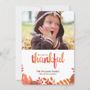 Cartes Pour Fêtes Annuelles Photo de Thanksgiving "So Thankful"