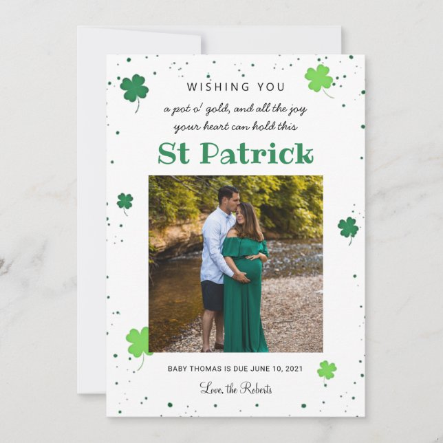 Cartes Pour Fêtes Annuelles photo de trèfle de bébé st patrick vert (Devant)