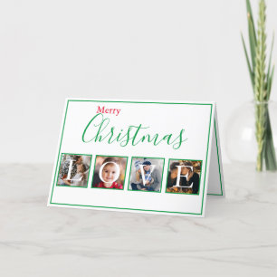 Cartes Pour Fêtes Annuelles Photo de vacances Collage 4 Script Christmas Card