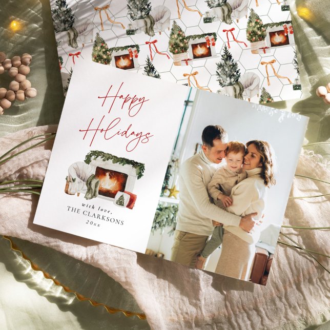 Cartes Pour Fêtes Annuelles Photo de vacances de Noël cosy (Créateur téléchargé)