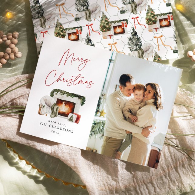 Cartes Pour Fêtes Annuelles Photo de vacances de Noël cosy (Créateur téléchargé)