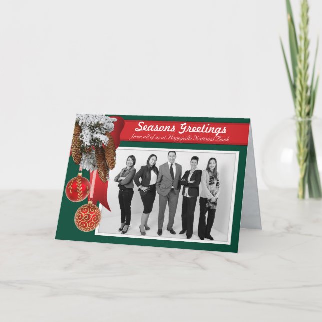 Cartes Pour Fêtes Annuelles Photo de vacances de Noël d'affaires (Devant)