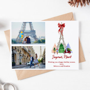 Cartes Pour Fêtes Annuelles Photo de vacances de Noël de la Tour Eiffel de Par