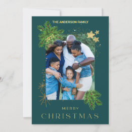 Cartes Pour Fêtes Annuelles Photo de vacances de Noël vert