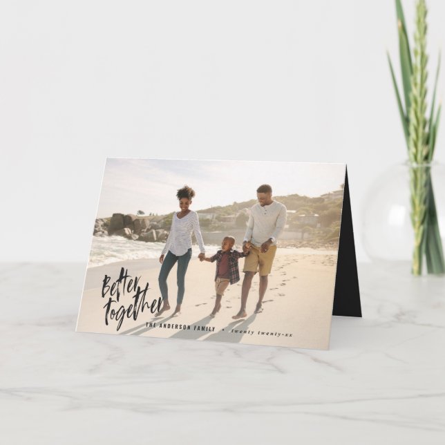 Cartes Pour Fêtes Annuelles Photo de vacances de script minimal moderne (Devant)