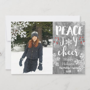 Cartes Pour Fêtes Annuelles Photo de vacances flocon de neige argenté Peace Lo