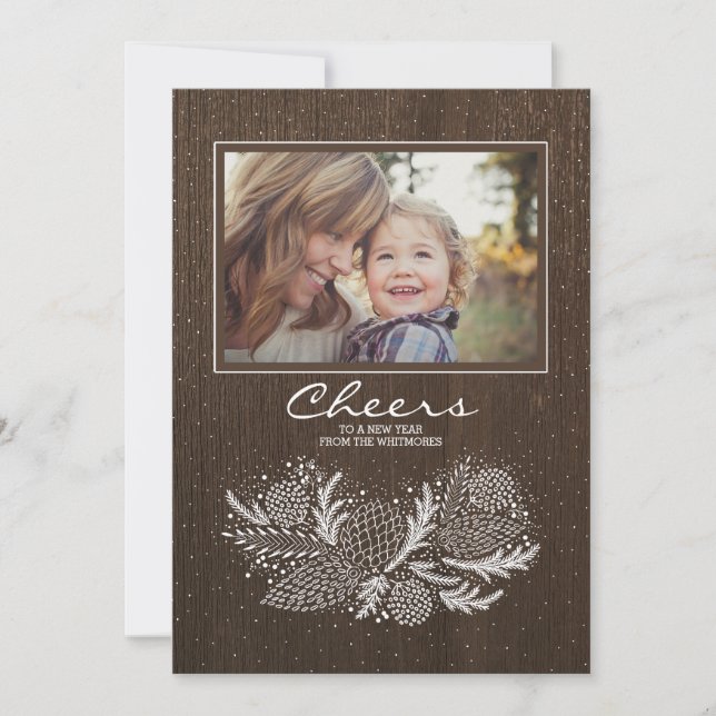 Cartes Pour Fêtes Annuelles Photo de vacances rustique joyeux (Devant)